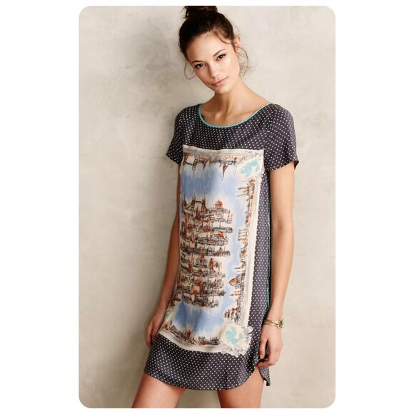 Anthropologie Maeve Around Town Silk Tee Dress sz xs - Picture 1 of 8